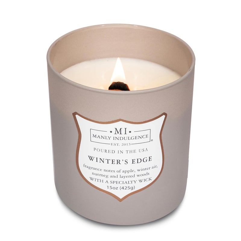 Manly Indulgence Winters Edge Scented Candles for Men, 15 oz Wooden Wick, Premium Soy Blend Wax, 60H Burn, Candles for Home Scented - Made in The USA - Image 4